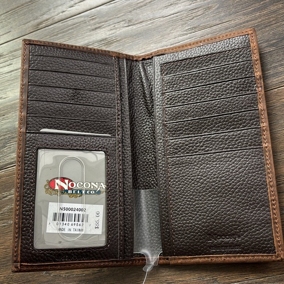 Nocona Belt Co. Rodeo wallet/checkbook cover, genuine leather,embroidered slim - Picture 3 of 9
